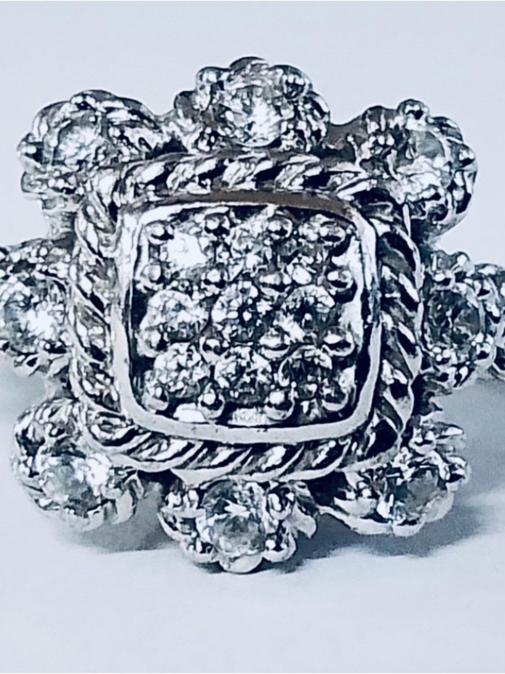 Judith Ripka Silver  Floral Cluster Ring